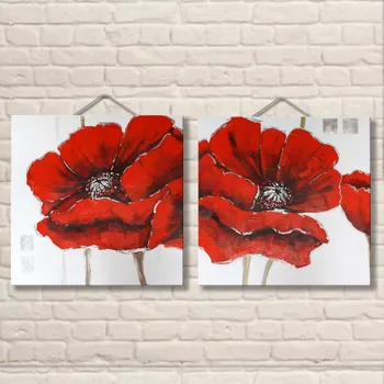 

100% Handmade! Wholesale Price Drop Shipping Cheap Abstract Oil Painting Beautiful Flower Picture 2 Panels Wall Art Home Decor