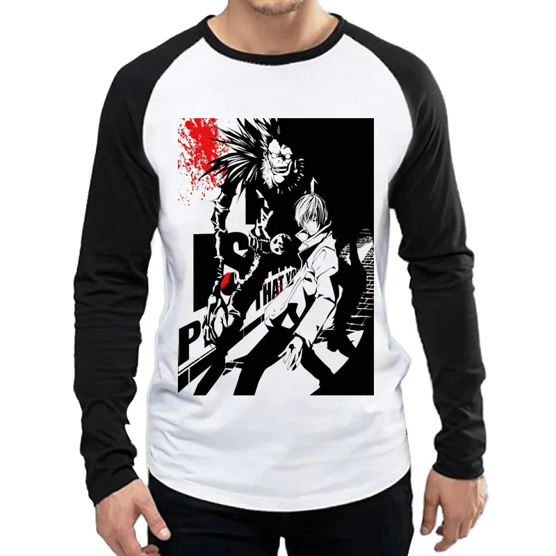 Футболка с длинными рукавами с надписью «Death Note» белого цвета, Мужская модная футболка с надписью «Death Note L», майки футболки с длинными рукавами для мужчин - Цвет: 3