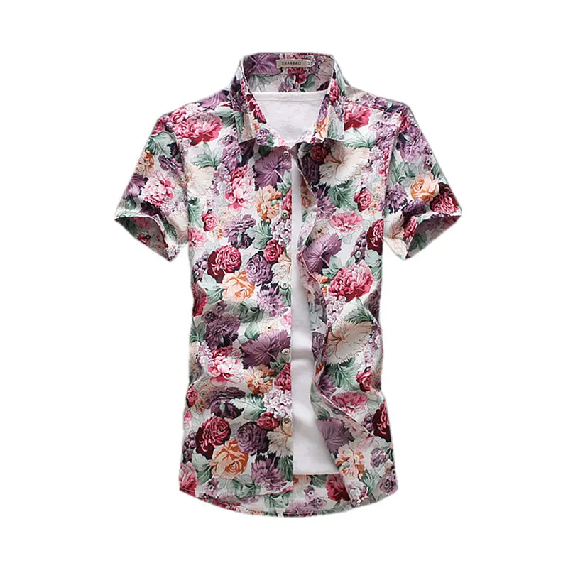 

Short Sleeved Hawaiian Shirt Men 2019 Summer Fashion Floral Shirts Men Flowers Printed Shirts Casual Men Shirt Pls Size