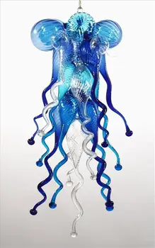 

Restaurant Store Decor Cobalt Fish Shape Lamps LED Hand Blown Murano Glass Chandelier Lighting -LR424