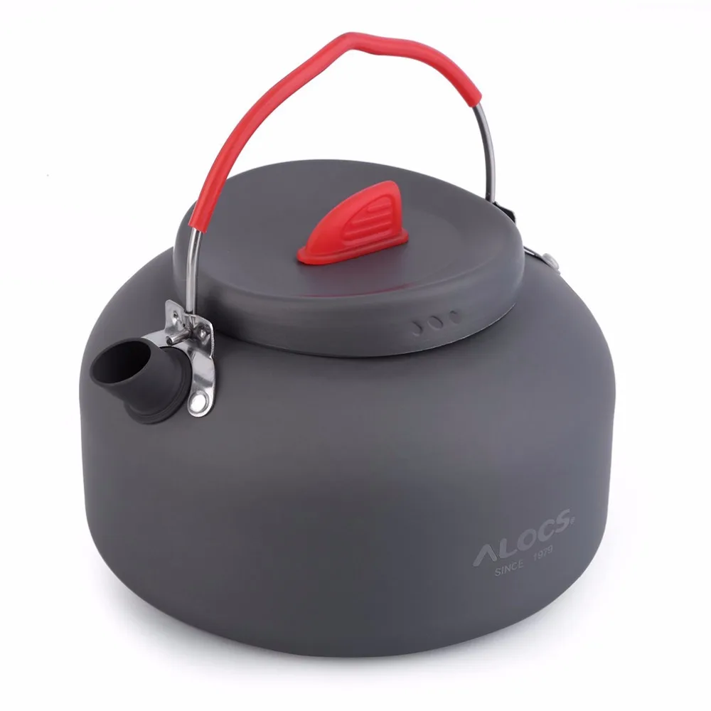 ALOCS 1.4L 1 Person Outdoor Cookware Aluminum Kettle Outdoor Camping Picnic Pot with Stainless Tea filter Ball In Bag CW-K03