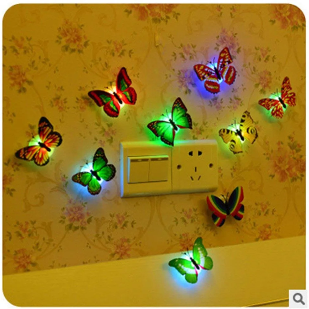 Новое поступление 10 шт. LED 3D бабочка настенные светильники Бабочка украшение для