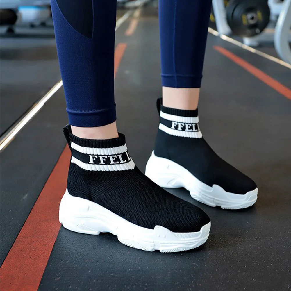 Rouge Stretch Chaussettes Élastique Tissu Chaussures Nouveau Pour Femmes Fond À Rond Plat Respirant blanc Casual 2018 4qwg6xBx
