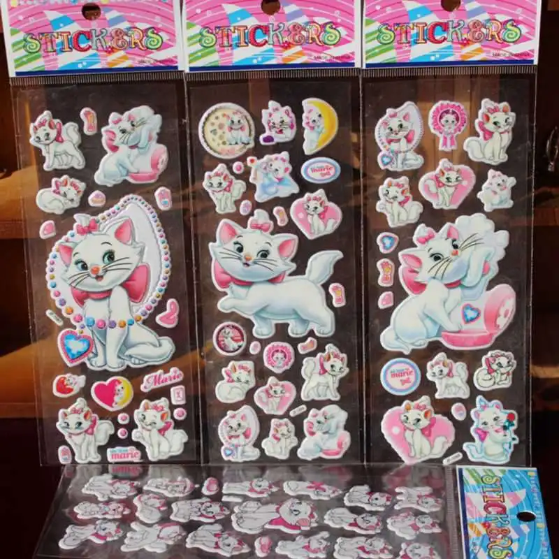 10Pcs-Lot-Cartoon-Marie-Cat-Pattern-Bubble-Stickers-Classic-Toys-3D-Scrapbook-Sticker-Kids-School-Reward