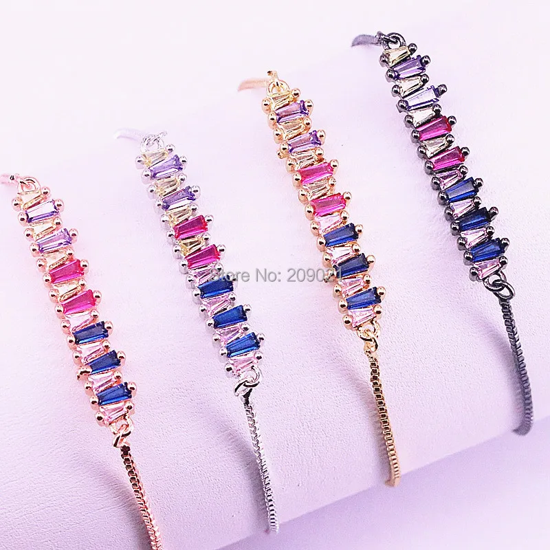 10 шт. Радуга CZ цирконий разъем с горкой цепи браслеты Шарм для женщин девушек