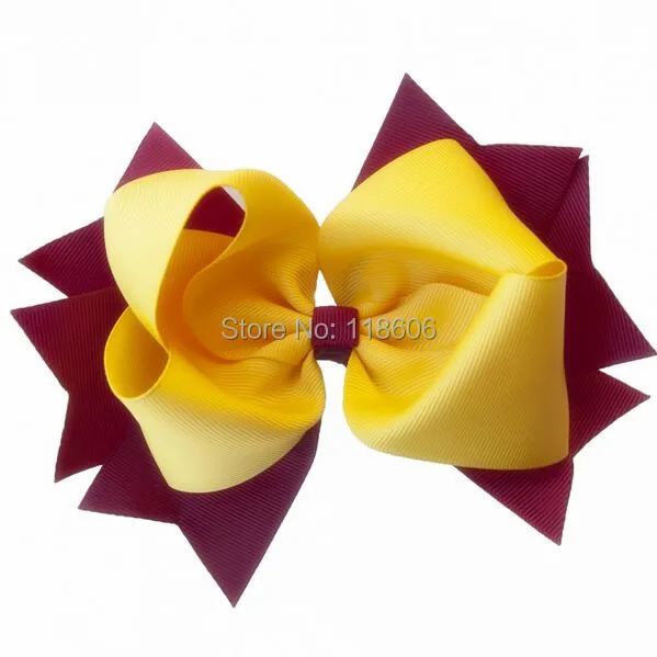 Bright Yellow and Maroon Hair Bow.jpg