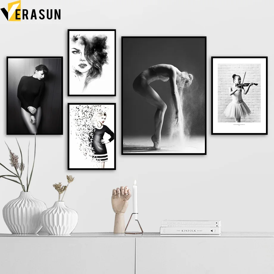 

Black White Dancer Girl Love Quotes Nordic Posters And Prints Wall Art Print Canvas Painting Wall Pictures For Living Room Decor