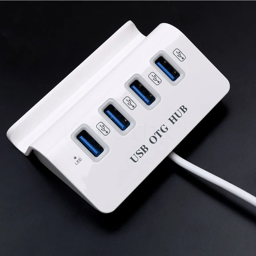 

4 Ports USB OTG Hub Micro USB3.0 HUB 480Mbps Adapter OTG Cable Splitter Converter for Windows Tablet, Android Smartphone,PC r15