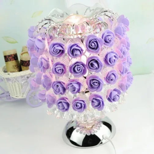Подарки на день рождения Мода Роза цветочный абажур сенсорный декоративные настольные лампы спальня ночные светильники лампа с евро вилкой