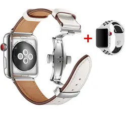 Силиконовые + кожаный ремешок для Apple watch группа 4 44 мм 40 мм 42 мм 38 мм браслет запястье ремешок для часов iwatch серии 3/2/1 Замена ремня