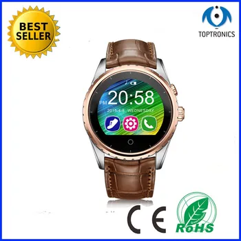 

stainless steel Smart Watch Leather Watchstrap Bluetooth 4.0 with Camera Heart Rate Monitor sleeping monitor alarm for ios