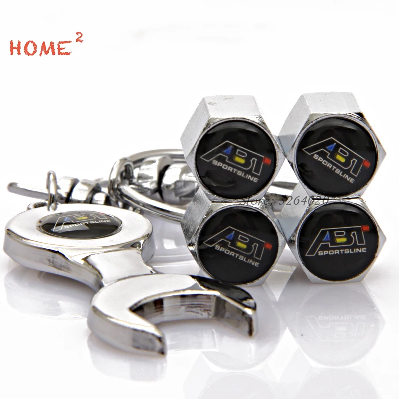 Car Styling for ABT Logo Tire Valve Cap Wheel Airtight Cover with Wrench for VW Volkswagen Tiguan Passat b5 Golf Polo Sharan