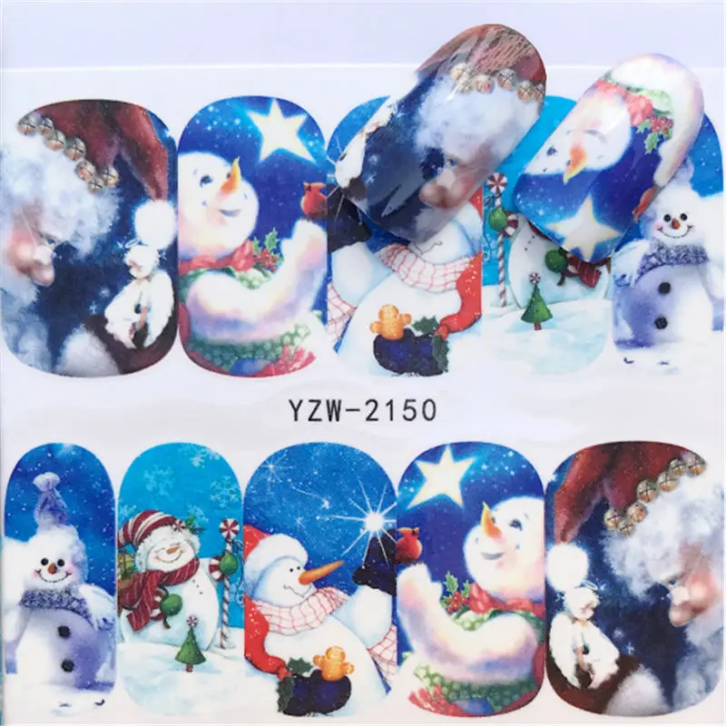 YWK зима снежинка Полный Обертывания дизайн ногтей переводные наклейки воды рождественский стиль Маникюр Наклейка DIY