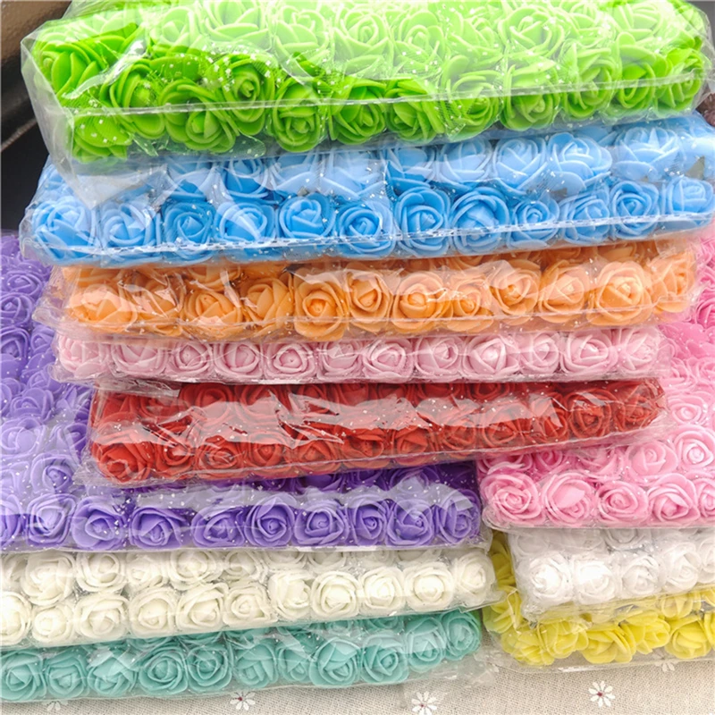 

2.5cm 144pcs/set fake Foam Roses Flower for home Wedding Decoration Scrapbooking DIY Wreath Gift box Artificial Flower Bouquet