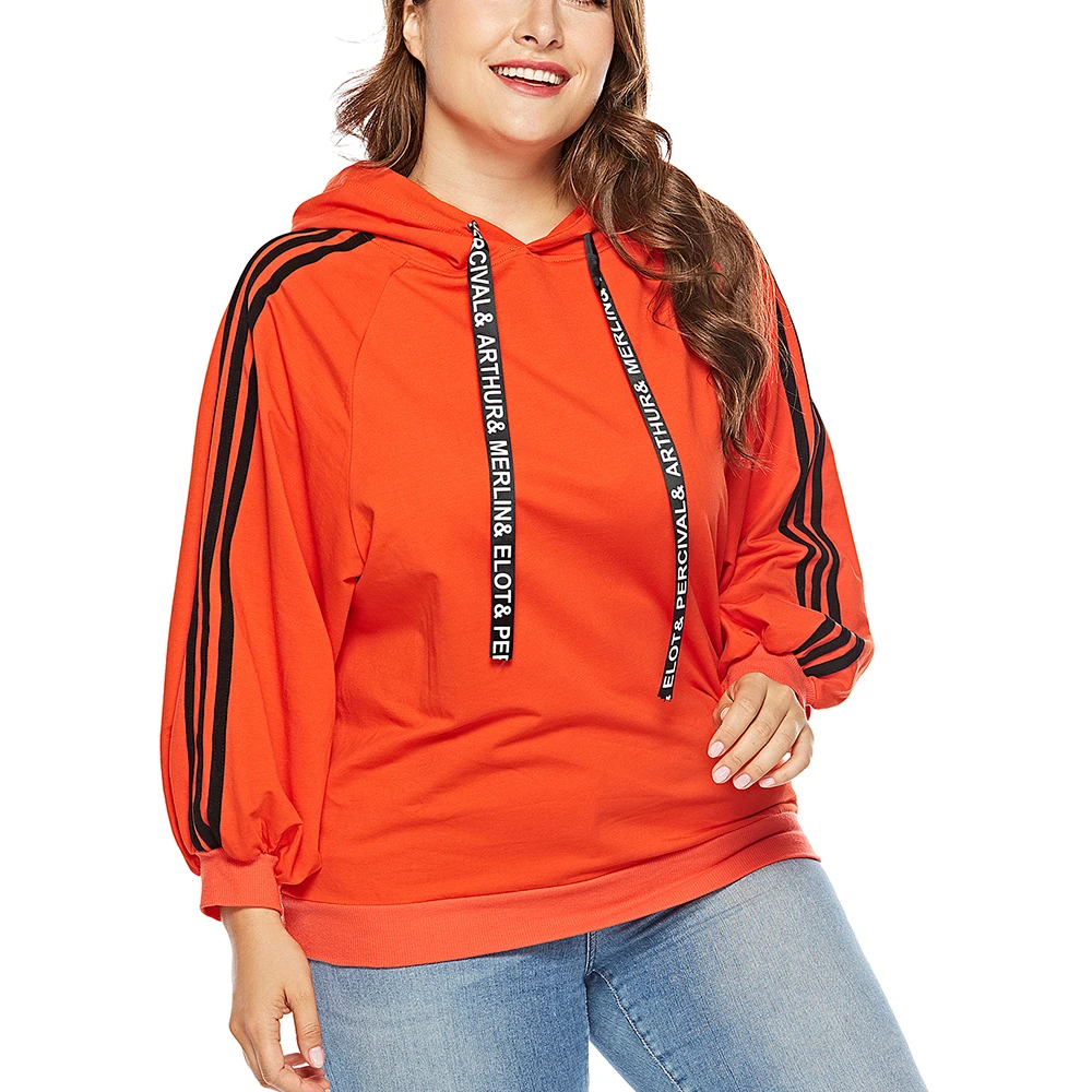 Plus Size Casual Sport Wear Big Size Women Letter Printed Sweatshirts