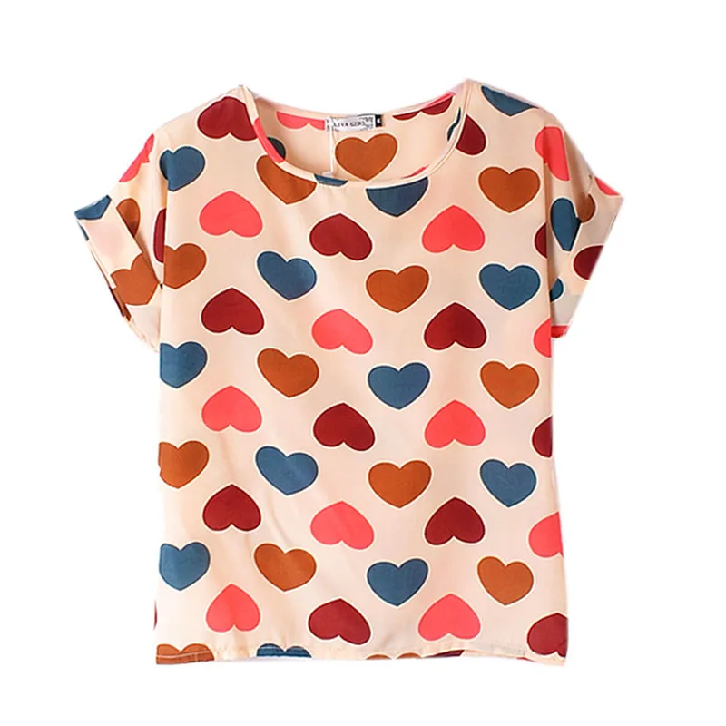 Camisetas de chifón de verano para mujer Camisetas sueltas de manga corta para mujer Camisetas rayadas corazón labio Tops Camiseta Camisetas de chifón de verano para mujer Camisetas sueltas de manga corta para mujer Camisetas rayadas corazón labio Tops Camiseta