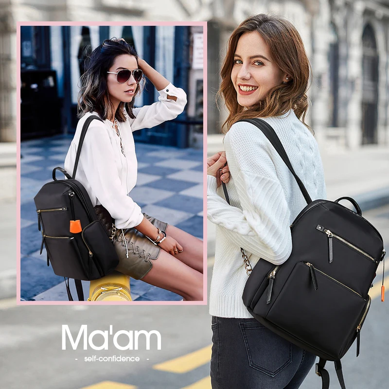  BOPAI 2019 Women Backpack Waterproof OL 14inch Women Laptop Backpack Plecak Black Bagpack Travel Bu