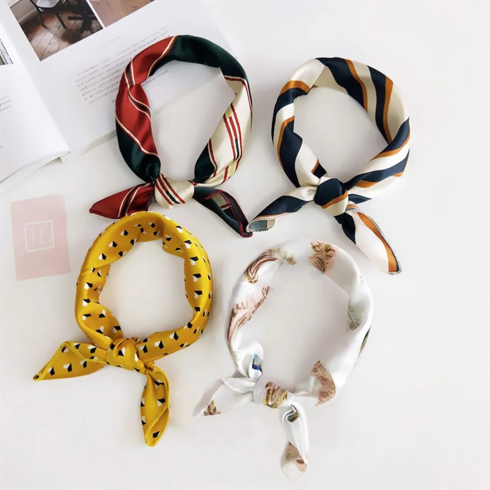 

M MISM Elegant Square Satin Scarf Artificial Silk Scarf Foulard Femme Fashion Women's Wrap Handkerchief Bandana Accessories