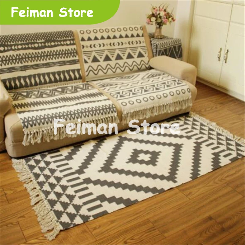 Мягкие хлопковые домашние ковры с кисточками для гостиной, спальни, детской комнаты; декор для чистки ковров, для дома, напольный коврик для двери, простой ковёр в скандинавском стиле