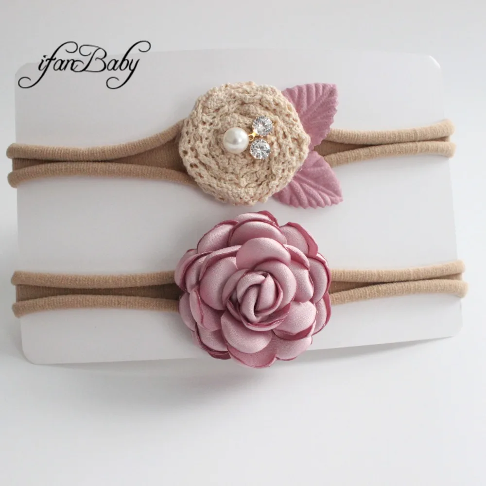 kids girl fabric flower headband nylon headband (6)