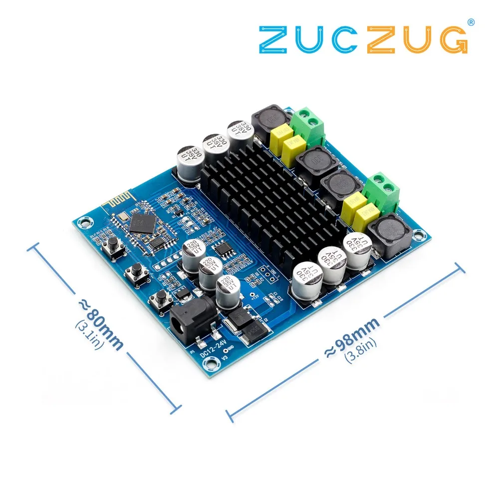 

Arsmundi 2x120W Power Bluetooth Dual Channel Digital Amplifier Module TPA3116D2 XH-M548 Audio Amplifier