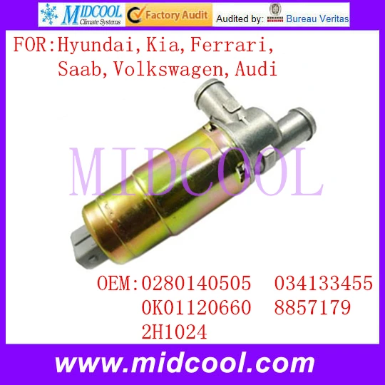 New Auto IAC Idle Air Control Valve use OE NO. 0280140505 , 0K01120660 , 034133455 for Hyundai Kia Ferrari Saab Volkswagen Audi New Auto IAC Idle Air Control Valve use OE NO. 0280140505 , 0K01120660 , 034133455 for Hyundai Kia Ferrari Saab Volkswagen Audi