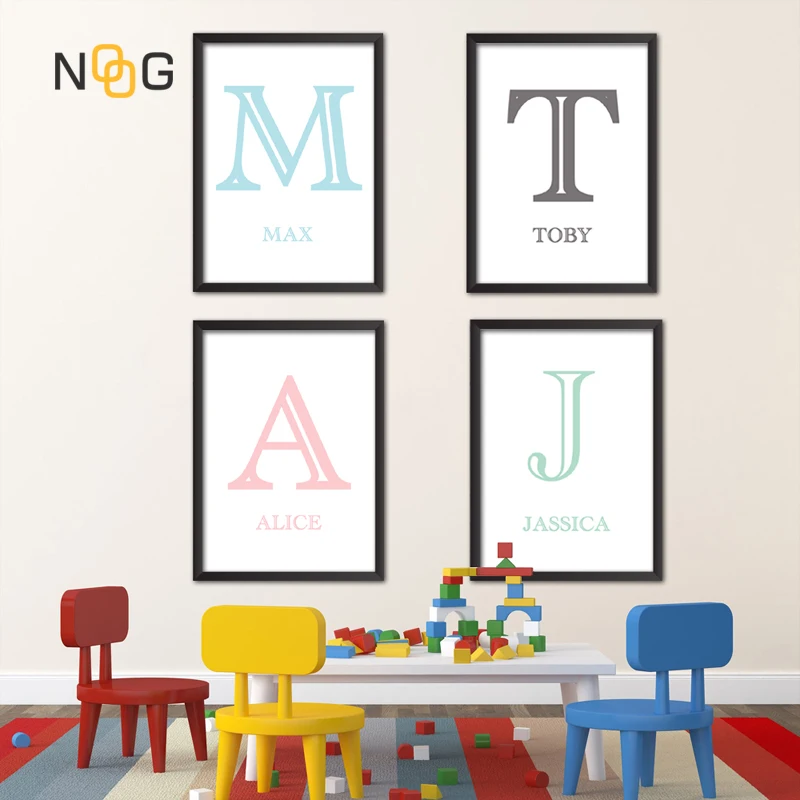 

NOOG Poster Kinderkamer Alphabet Name Nursery Wall Art Canvas Painting Educational ABC Posters And Prints Kids Decor Pictures