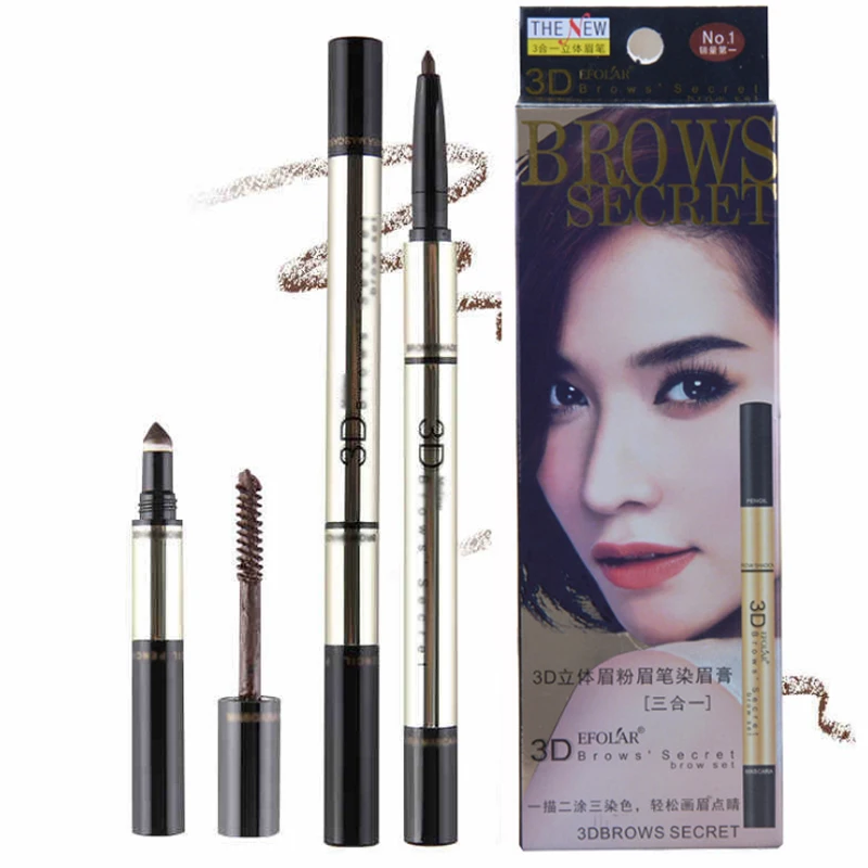 

EFOLAR brand Three-dimensional Eyebrow powder Eyebrow ointment Eyebrow pencil Three in one suit Novice Easy to color Not easy to