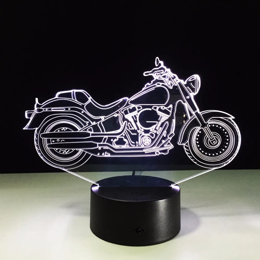 

Hot Sales 2019 New USB 3D LED Design Motorcycle Perspective Night Light Home Decor 7 Color-Changing Touch Switch Lamp For Gifts