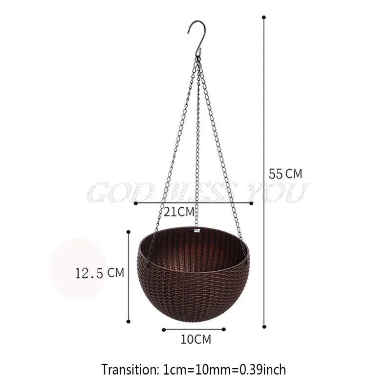 Круглый пластиковый цветочный горшок, садовая цепь для растений, Висячие кашпо, украшение балкона, подвесные корзины