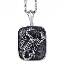 D888-21 -------- Homens Jewlery Presente Colar de Jóias Crânio de Aço Inoxidável Escorpião Pingente de Esmalte Preto, Fahion, moderno atacado(China)