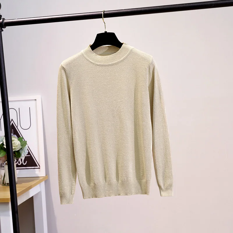 MOVOKAKA, блестящие свитера с люрексом, вязаный белый свитер, Женский Теплый корейский пуловер, повседневный женский джемпер, Женский Зимний пуловер - Цвет: 5