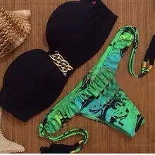 Летний раздельный купальник женский с принтом из двух частей без бретелек купальник сексуальный комплект бикини для женщин