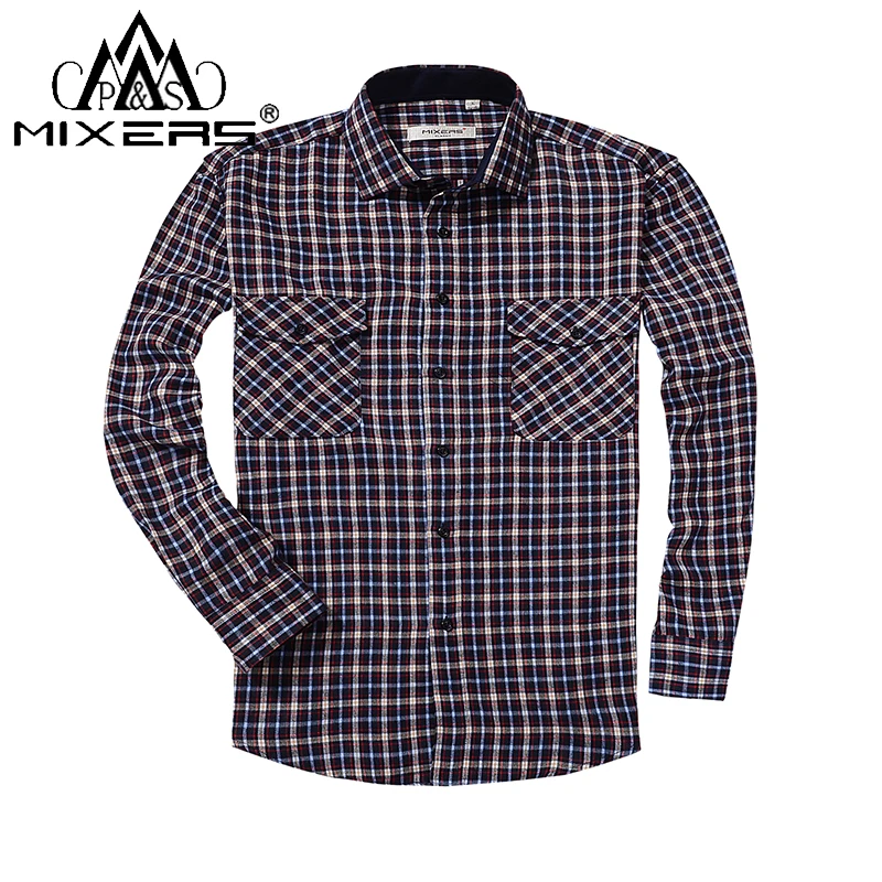 Весна-Осень, 2 нагрудных кармана, Мужская Фланелевая рубашка в клетку с длинным рукавом, повседневная мужская рубашка в клетку, мужская одежда
