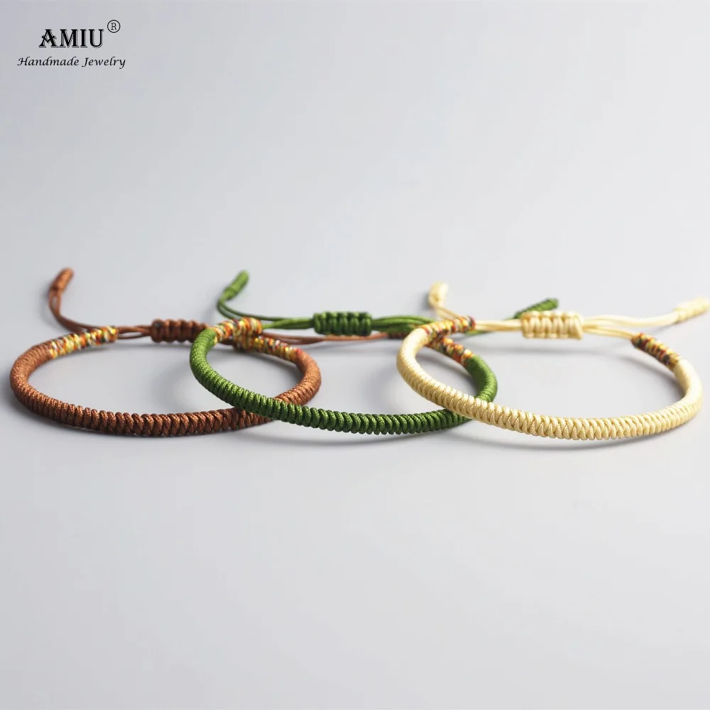 AMIU 3PCS Tibetan Jewelry Buddhist Good Lucky Charm Tibetan Bracelets & Bangles For Women And Men Handmade Knots Bracelet