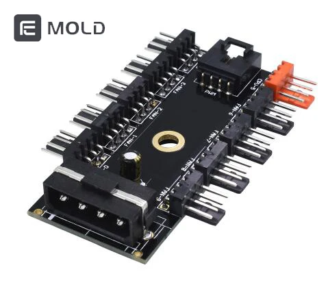 

Black PC 1 to 10 4Pin Molex Power Supply Adapter For Computer Mining Water Cooling 4pin Fan Hub Splitter Cable PWM 12V Chasis