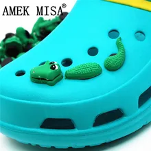 3Pcs a Set Shoe Decorations Novelty Cute PVC Animal 3D Crocodile Garden Shoes Accessories Croc Buckles Charm Ornaments 3D-ey03