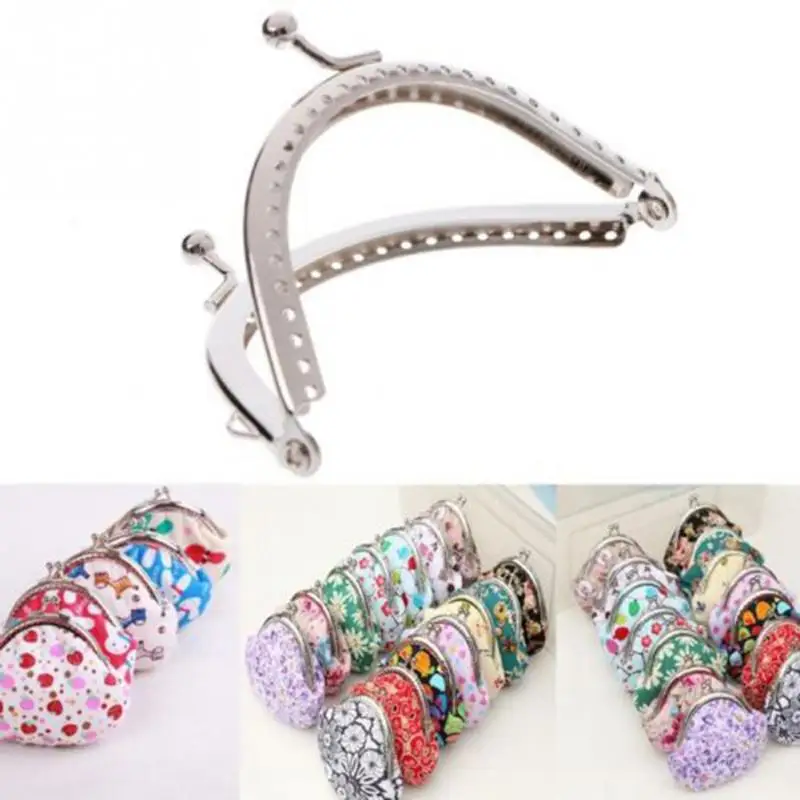 

Purse Frames 8.5cm Silver Purse Metal Frame Kiss Clasp DIY Sew Bags Clutch Accessories Sewing Handbag Handle