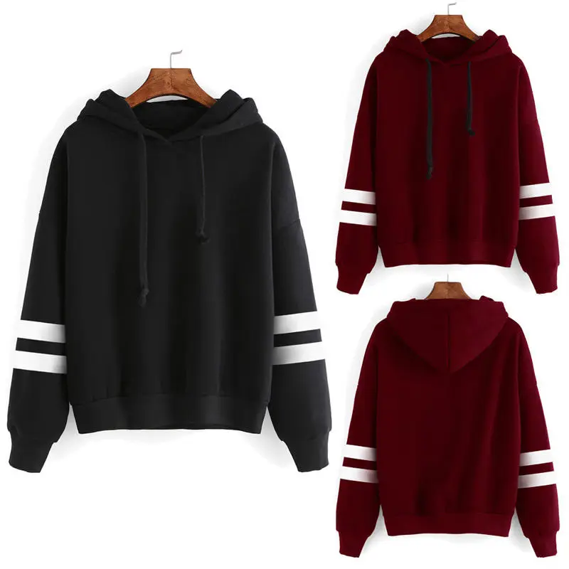 

MeiHuiDa 2018 New Style Fashion Women Long Sleeve With Hat Hoodie Solid Jumper Hooded Pullover Top Patchwork