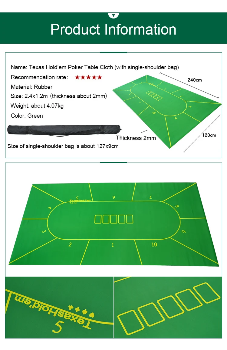 2,4x1,2 м резиновый Техасский Холдем черный Джек баккара казино скатерть настольная игра покер Настольный коврик 10 игроков Поворотный Комплект