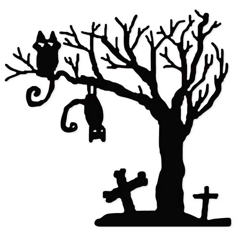 

Halloween Tombstone Cat Tree Metal Cutting Dies Stencil for DIY Scrapbooking Card Making Craft dies Decorative Embossing Die Cut