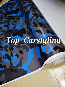 

ubran Blue Black Camouflage Vinyl Car wrap foil Camo Car Sticker truck boat Wrap air Bubble Free 1.52x10m/20m / 30m /roll