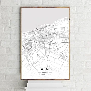 

France City Map La Rochelle City Map white Map Canvas Art Print Wall Pictures for Living Room No Frame