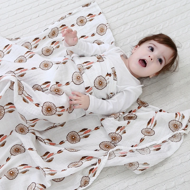 Single Layer Baby Muslin Blanket Swaddle 100 Cotton Multi Functional