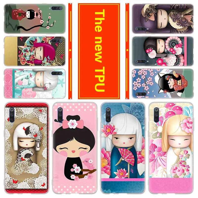 

Phone for Xiaomi 9 SE 8 lite 5X 6X Mi 9 8 A1 A2 F1 MAX 3 MIX 2S Redmi Note 7 6 5 K20 pro go Case kawaii Japanese Kokeshi Doll