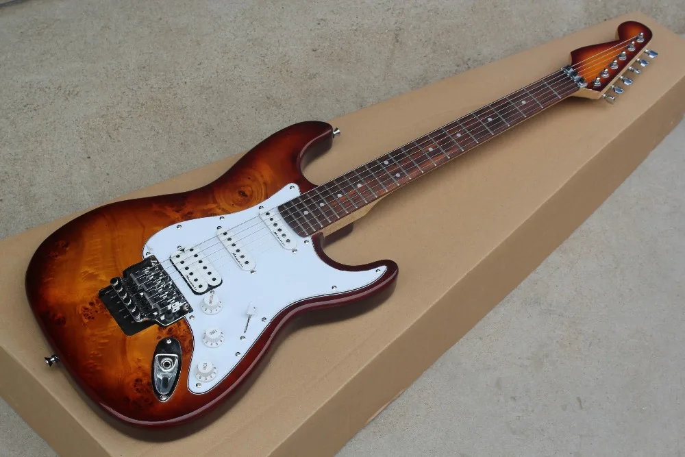 

Free Shipping China Custom new just the reversed headstock and matching the Burl pattern body color ST Electric Guitar 158