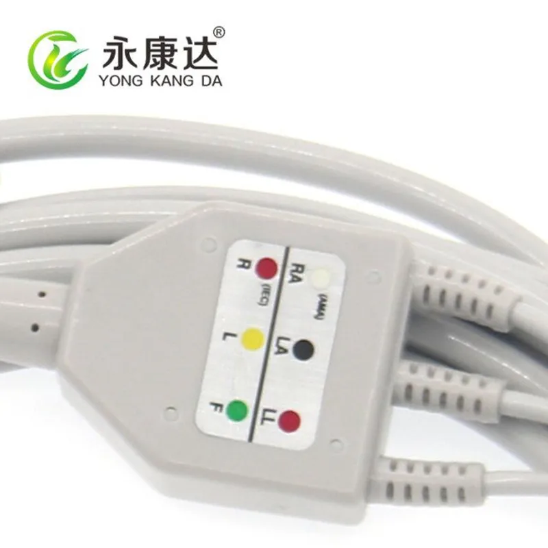 Бесплатная доставка универсальный 6pin цельный 3 провода AHA ecg кабель с