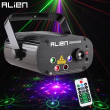 ALIEN, новинка, 96 узоров, RGB, мини лазерный проектор, светильник, DJ, дискотека, вечерние, музыкальный, лазерный сценический светильник, светодиодный, синий, Рождественский светильник s