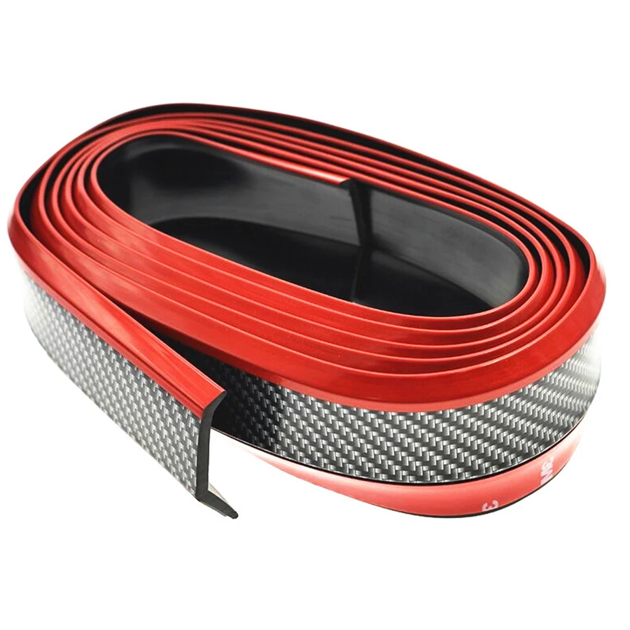 

2.5M Black/Red Car Front Lip Bumper Protection Carbon Fiber Strips Stickers Car Bumper Skirts Decoration Car-styling Universal