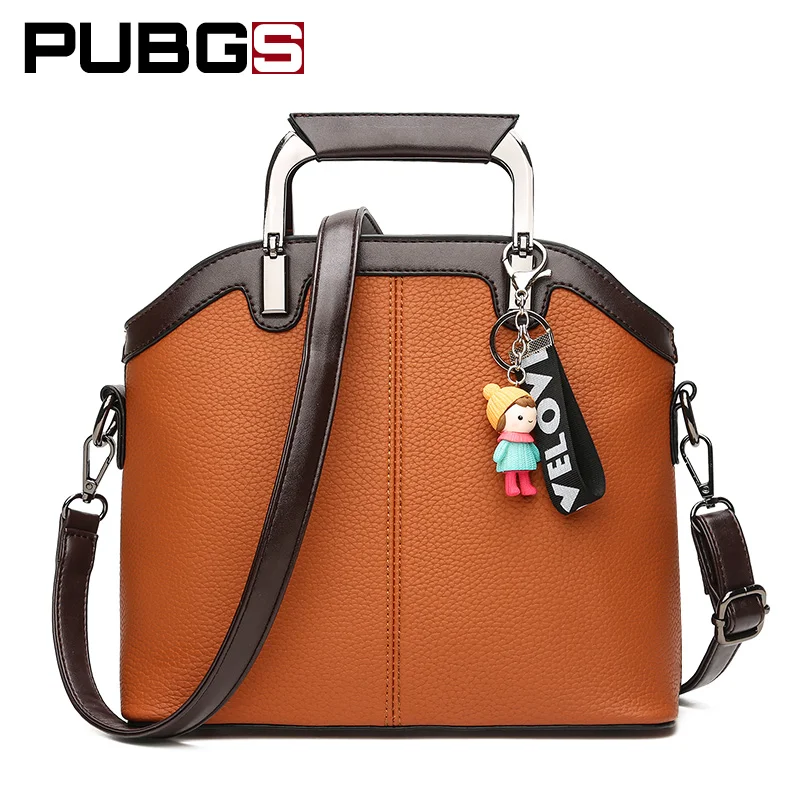 PUBGS 2018 New Handbag Women Shoulder Bags Doll Pendant for Ladies Designer Brand Female Messenger Bag High Quality Metal Handle | Багаж и